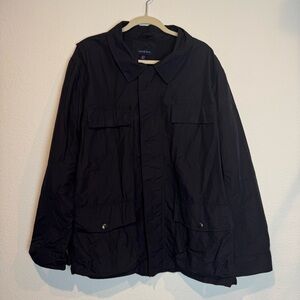 Lands’ End Navy Blue Windbreaker Jacket Coat Pockets Men’s XXL (50-52) EUC